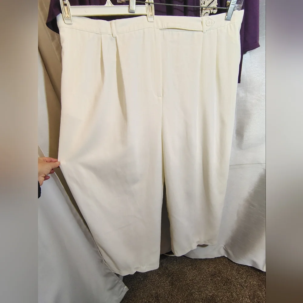 Working Classics Ankle Pants,Women Ivory,Satin Lined, ZipUp,Strght Leg,Pleats,26 - Picture 1 of 7